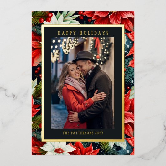 Prettige feestdagen Poinsettia Bloemenfoto Kerst (Voorkant)