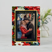 Prettige feestdagen Poinsettia Bloemenfoto Kerst (Staand Voorkant)