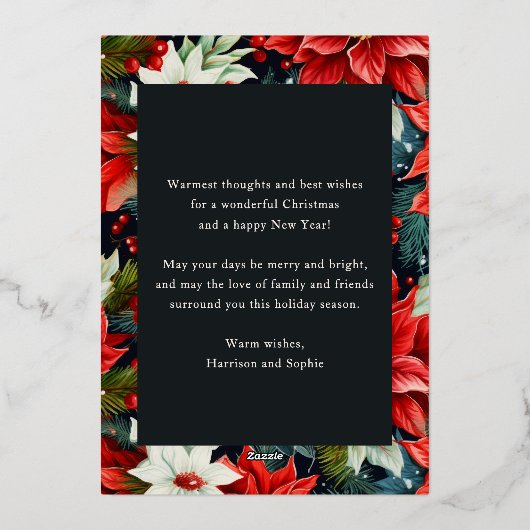Prettige feestdagen Poinsettia Bloemenfoto Kerst (Achterkant)