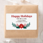 prettige feestdagen Poinsettia Bouquet Holiday Lab Etiket (Insitu)