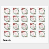 prettige feestdagen Poinsettia Floral Favor Vierkante Sticker (Vel)