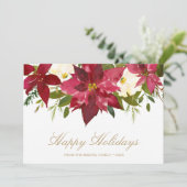 Prettige feestdagen Poinsettia Gold Feestdagenkaart (Staand voorkant)