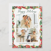 Prettige feestdagen Poinsettia Greenery Pattern Feestdagenkaart (Voorkant)