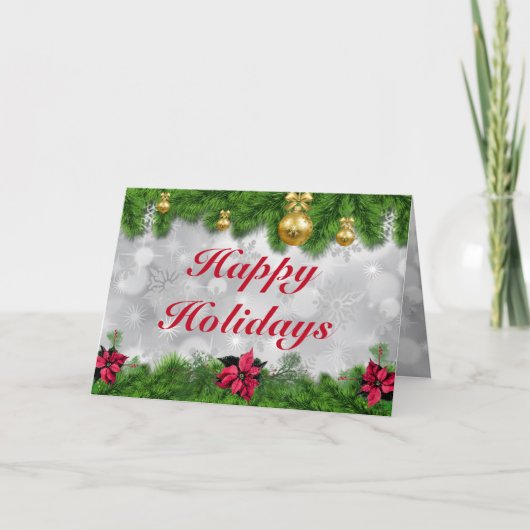 prettige feestdagen Poinsettia Holiday Kaart (Voorkant)