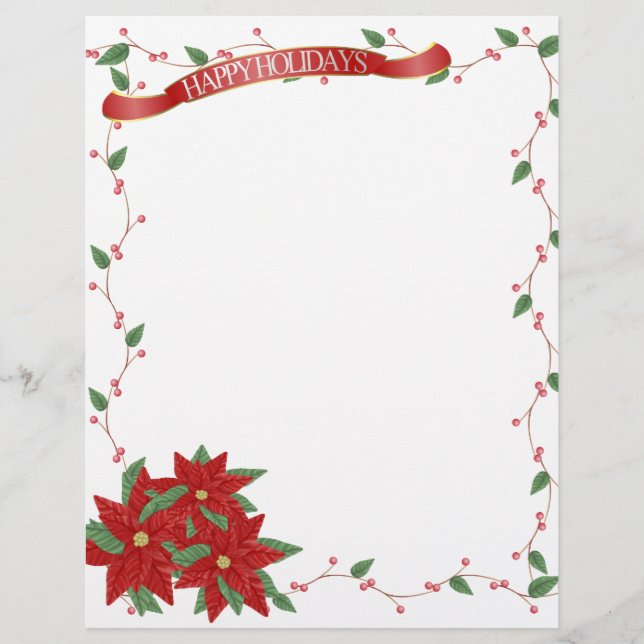prettige feestdagen Poinsettia Letterhead (Voorkant)