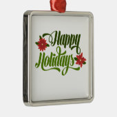 prettige feestdagen Poinsettia Metalen Ornament (Rechts)