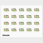 prettige feestdagen Poinsettia Ronde Sticker (Vel)