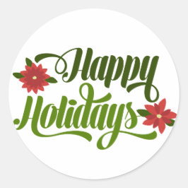 prettige feestdagen Poinsettia Ronde Sticker