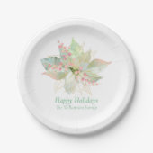 Prettige feestdagen Poinsettia Roze Goud Elegant C Papieren Bordje (Voorkant)