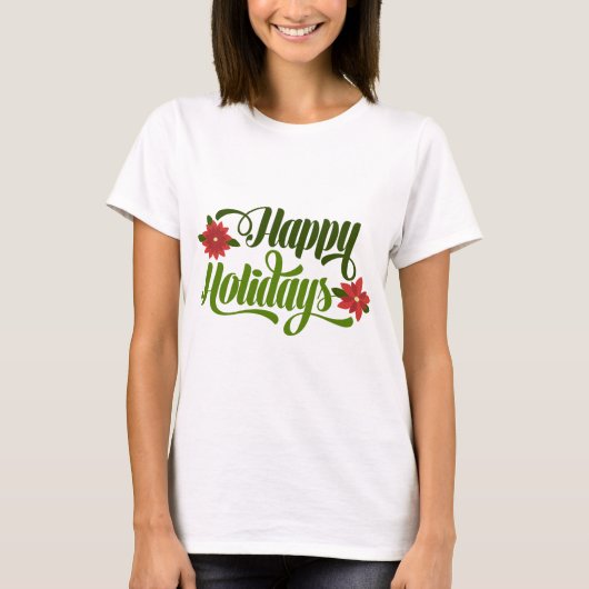 prettige feestdagen Poinsettia T-shirt (Voorkant)