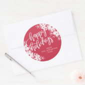Prettige feestdagen Poinsettias Ronde Sticker (Envelop)