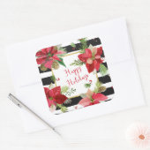 Prettige feestdagen Poinsettias, zwarte streep Sti Vierkante Sticker (Envelop)