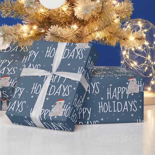 Prettige feestdagen Polar Beer op sterren Cadeaupapier (Feestdagen)