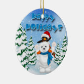 prettige feestdagen Polar Beer Penguin Round Ornam Keramisch Ornament (Rechts)