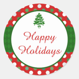 Prettige feestdagen Polka Dot Kerstboom Stickers