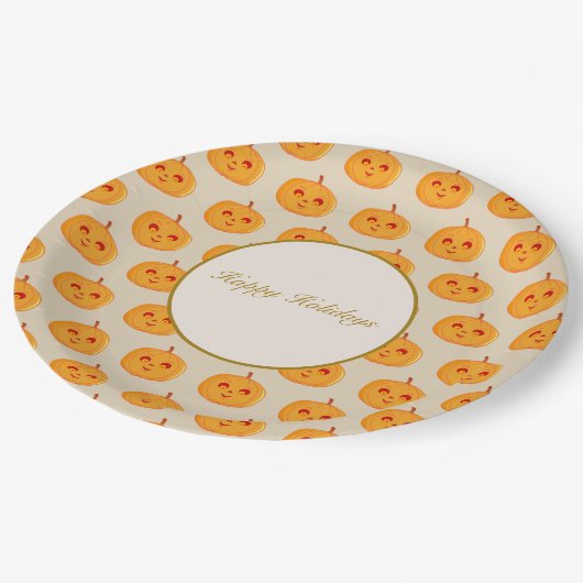 prettige feestdagen pompoen papieren bordje (Gekanteld)