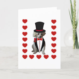 Prettige feestdagen Poodle Tuxedo Gevouwen Note Ka Notitiekaartje