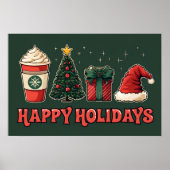 Prettige feestdagen Poster – Retro kerstdecor (Voorkant)