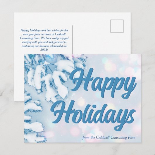 prettige feestdagen prachtige blauwe wintersneeuwv briefkaart (Voorkant / Achterkant)