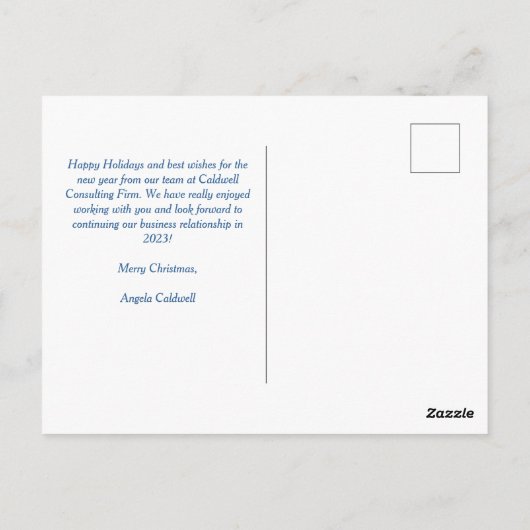 prettige feestdagen prachtige blauwe wintersneeuwv briefkaart (Achterkant)