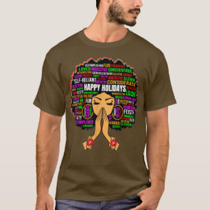 prettige feestdagen Praying Melanin Queen Black Si T-shirt