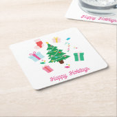 Prettige feestdagen Preppy Christmas Tree Kartonnen Onderzetters (Schuin)