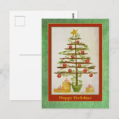Prettige feestdagen primitieve kerstboom briefkaart (Voorkant / Achterkant)