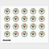 Prettige feestdagen Pug Dog Santa Hat Ronde Sticker (Vel)