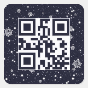 Prettige feestdagen QR-code in sneeuwvlokken Vierkante Sticker