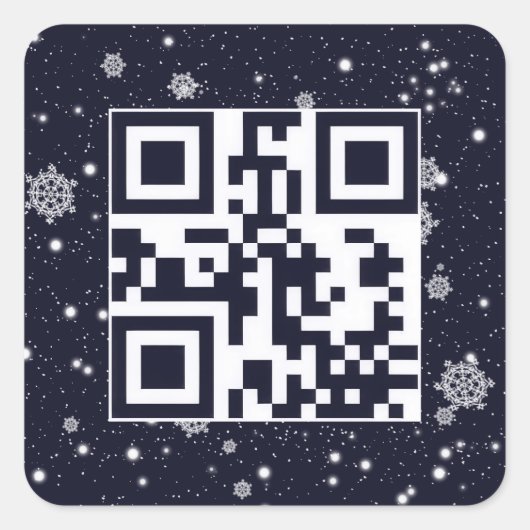 Prettige feestdagen QR-code in sneeuwvlokken Vierkante Sticker (Voorkant)