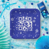 Prettige feestdagen QR-code op sneeuwvlokken Papieren Bordje (Feest)