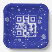 Prettige feestdagen QR-code op sneeuwvlokken Papieren Bordje (Voorkant)