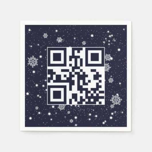 Prettige feestdagen QR-code op sneeuwvlokken Servet (Voorkant)