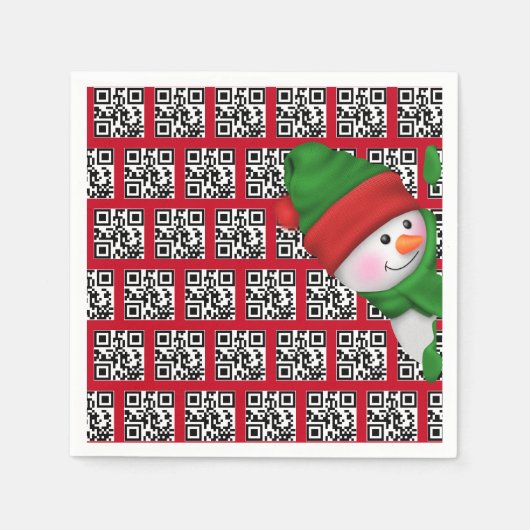 prettige feestdagen QR-codes met Snowman Servet (Voorkant)