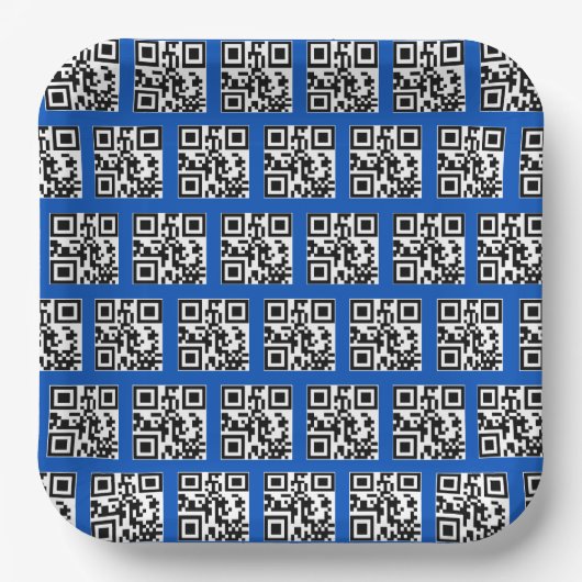 prettige feestdagen QR-codes op blauw Papieren Bordje (Voorkant)