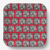 prettige feestdagen QR-codes op rood Papieren Bordje (Voorkant)
