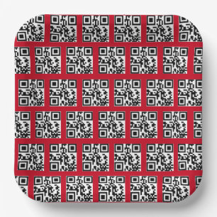 prettige feestdagen QR-codes op rood Papieren Bordje