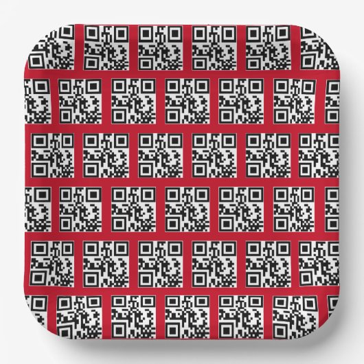 prettige feestdagen QR-codes op rood Papieren Bordje (Voorkant)
