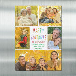 Prettige feestdagen Rainbow Family Fotocollage mag<br><div class="desc">Deze schattige,  moderne Prettige feestdagen magnetkaart is voorzien van een stijlvolle lay-out van vijf familiefoto's op een witte achtergrond met  regenboogtypografie. Deze prachtige kinder fotovakantiekaart is voorzien van de fotocollage van uw eigen kind met uw kleurrijke boodschap voor Kerstmis of een andere vakantie.</div>