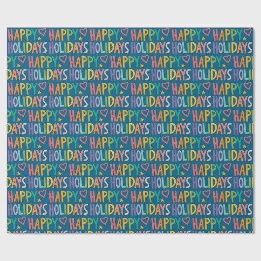 Prettige feestdagen Rainbow Hand-Drawn Christmas Cadeaupapier (Vlak)