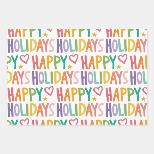 Prettige feestdagen Rainbow | Hand-Drawn Christmas Inpakpapier Vel (Voorkant)