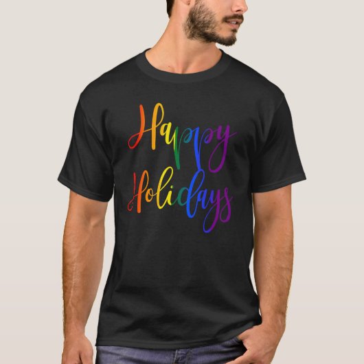 prettige feestdagen Rainbow LGBTQ Gay Pride Kerstm T-shirt (Voorkant)
