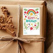 Prettige feestdagen Rainbow Schattige CUSTOM TO FR Rechthoekige Sticker