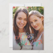 Prettige feestdagen Rainbow Script LGBTQIA+ Feestdagenkaart (Voorkant)