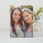 Prettige feestdagen Rainbow Script LGBTQIA+ Feestdagenkaart (Staand voorkant)