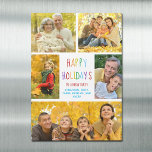 prettige feestdagen Rainbow-serie Fotomagneetkaart<br><div class="desc">Deze schattige,  moderne Prettige feestdagen magnetkaart is voorzien van een stijlvolle lay-out van vijf familiefoto's op een witte achtergrond met  regenboogtypografie. Deze prachtige kinder fotovakantiekaart is voorzien van de fotocollage van uw eigen kind met uw kleurrijke boodschap voor Kerstmis of een andere vakantie.</div>