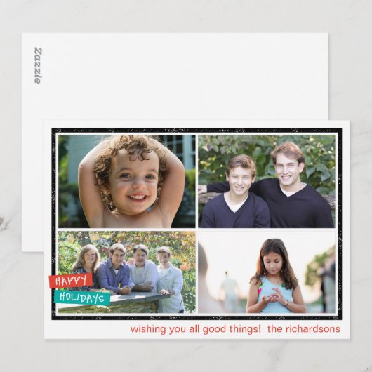 prettige feestdagen Rand x4 Feestdagenkaart (Voorkant / Achterkant)