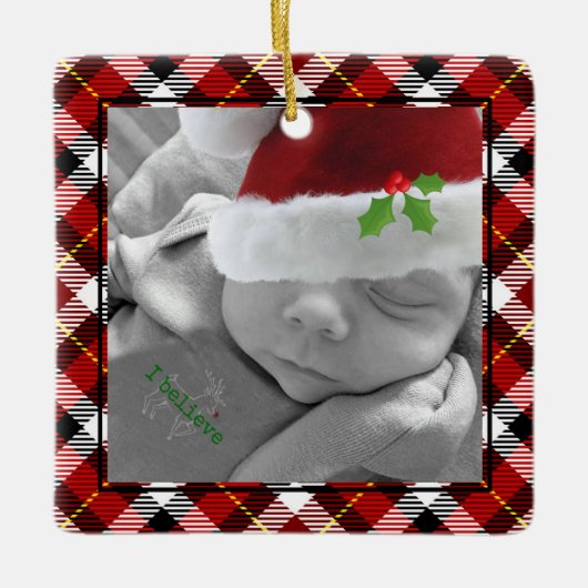 prettige feestdagen Red Black Pset Truck Tree (aan Keramisch Ornament (Voorkant)