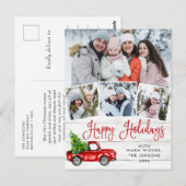 prettige feestdagen Red Boerderij Truck 4 Foto Briefkaart (Voorkant / Achterkant)