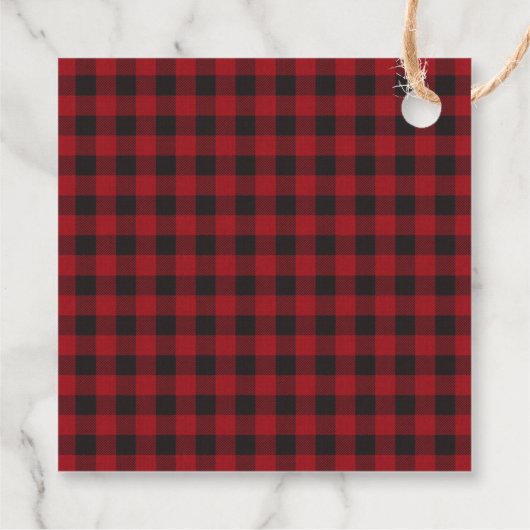 Prettige feestdagen Red Buffalo Plaid Kraft Bedankjes Labels (Achterkant)